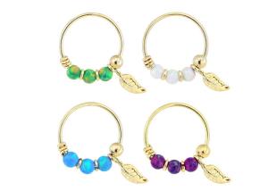 China Thickness 0.6mm 18K Gold Nose Piercing with 2mm Round Stone factory