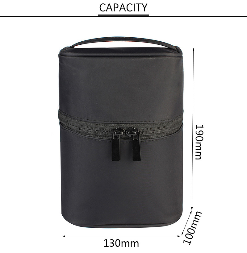 Professional Custom Pure Color Black Ladies Toiletry Bag Case