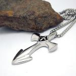 Gothic Fashion Men's Necklace 925 Silver Plated Titanium Stainless Steel Cross