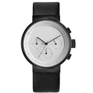 China ODM Leather Strap Wrist Watch 24cm Chronograph Black Leather Strap Watch factory