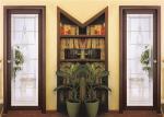 Energy Efficient Sliding Door Glass Stained Glass Panels Curve / Flat Shape