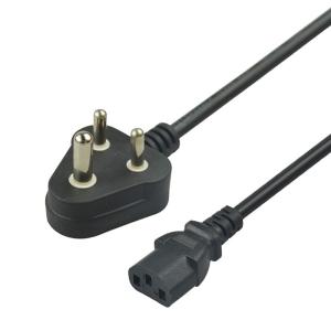 China Pvc Jacketed Electrical Power Cord Laptop India Plug Black 6feet factory