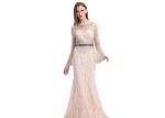Anti - Wrinkle Breathable Long Sleeve Long Prom Dresses 100% Polyester