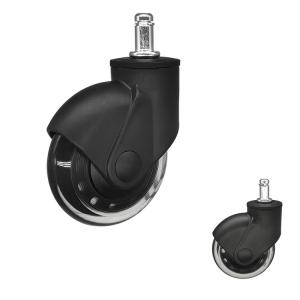 China 3 Inch Grip Ring Stem Soft PU Wheels Transparent Swivel Plug In Office Chair Casters factory