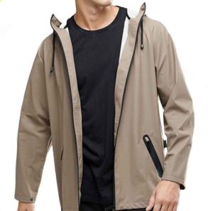 China Waterproof Hooded Anorak Rain Jacket / Mens Fashion Raincoat Zip Fastening factory
