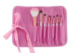 Round Travel Makeup Brush Set Pink Makeup Brushes Kit With White handle
