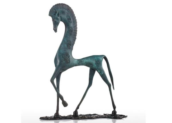Antique Green Patina Life Size Bronze Horse Statue Casting Finish Abstract