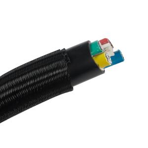 China Black Self Closing Wrap PET Braided Sleeve Split Wrap Braided Wire Cable Sleeve factory