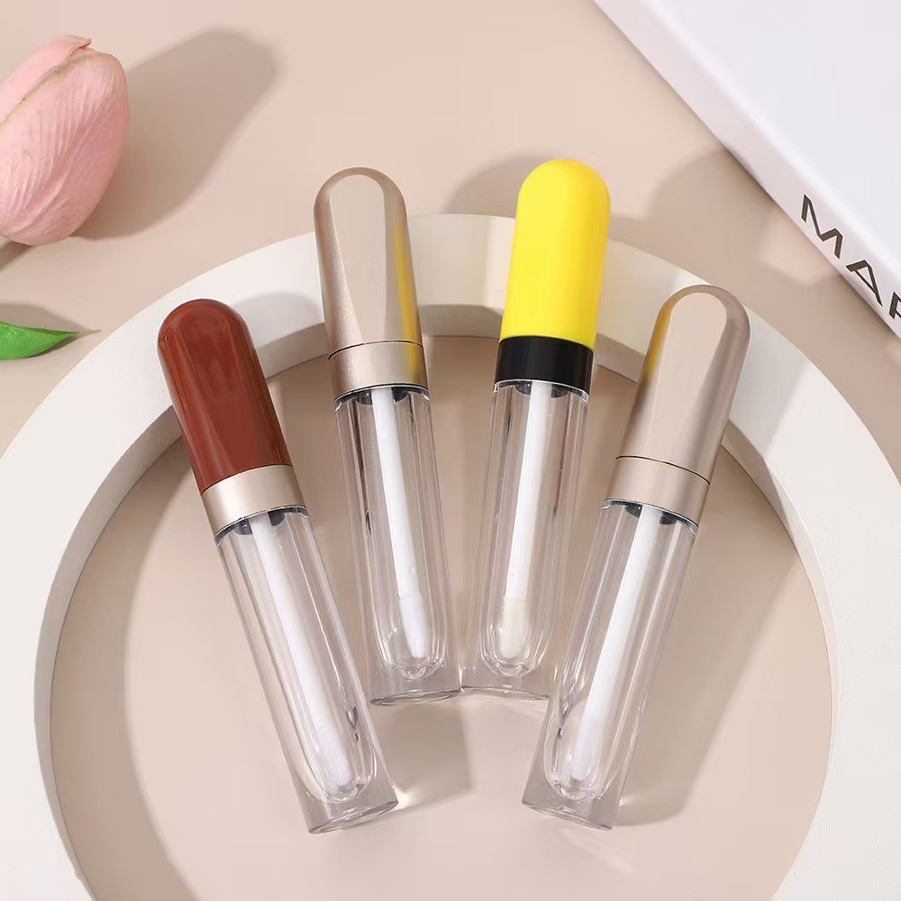 Plastic round 4.5ml lip glaze tube electroplating ring color can be customized