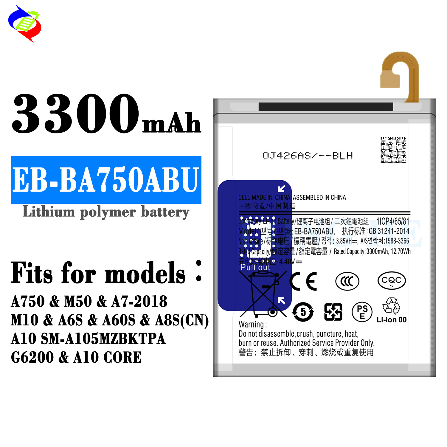 A 3300mAh EB-BA750ABU Battery For SAMSUNG Galaxy A7 2018 Version A730xA750 SM-A730xA10 SM-A750F