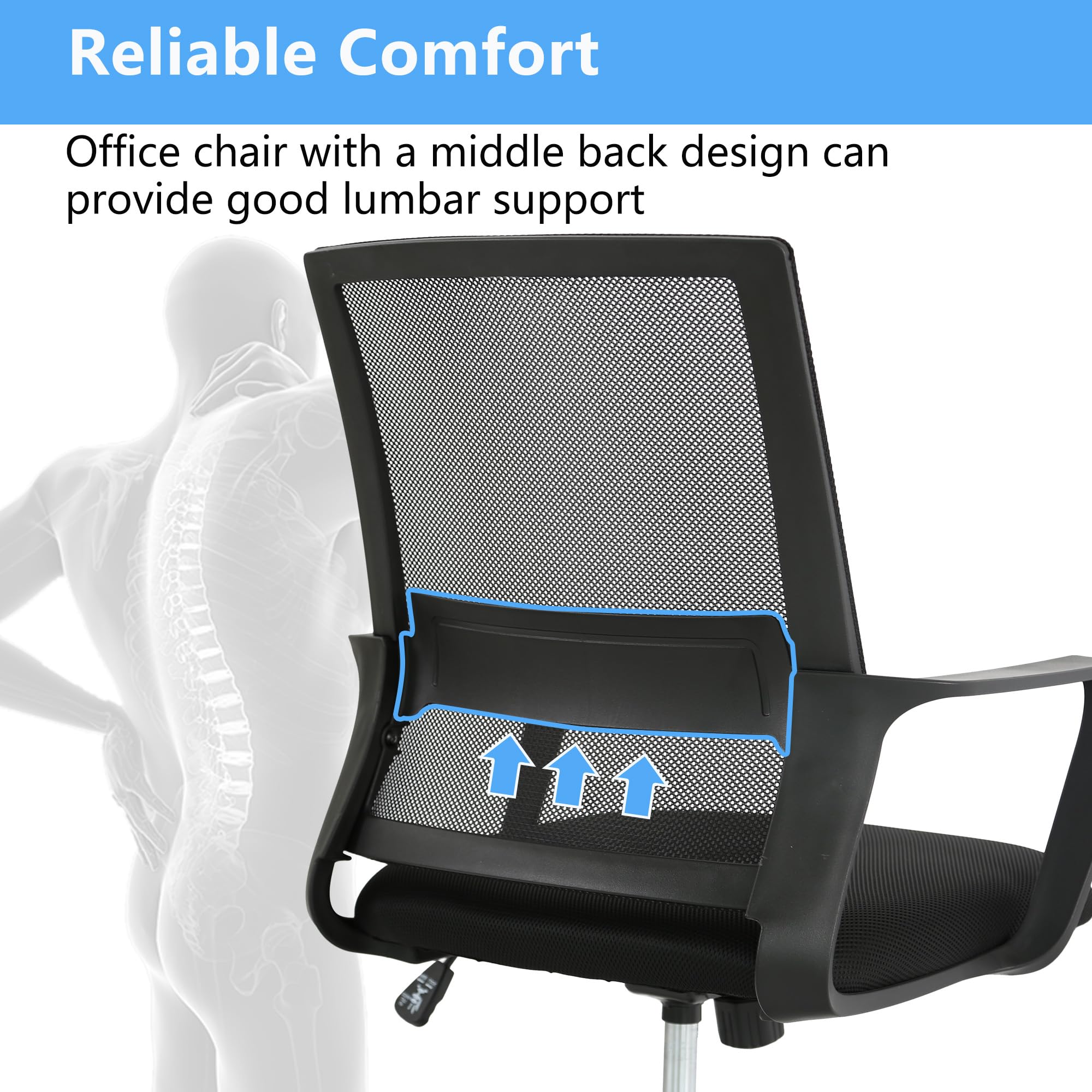 Home Office Ergonomic Mesh Chair with Adjustable Height and Modern Design