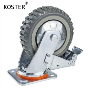 China 4inch 5inch 6inch 8inch 350kg Heavy Duty Grey Rubber Free Castor Wheel Thickness 50mm factory