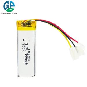 China Kc 500mah 3.7v 601750 Custom Lithium Polymer Battery For Speakers Toys factory