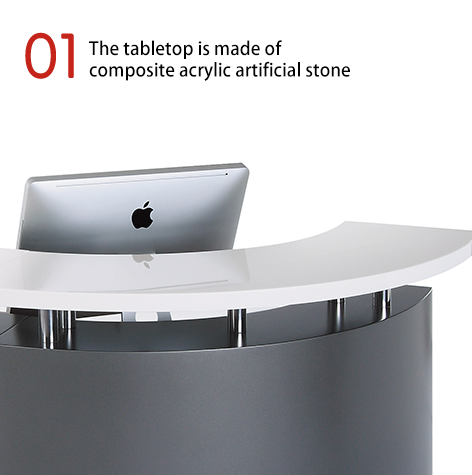 Artificial Stone Countertop, Front Desk Painting Process, Curved Reception Desk, Baking Paint Counter Company