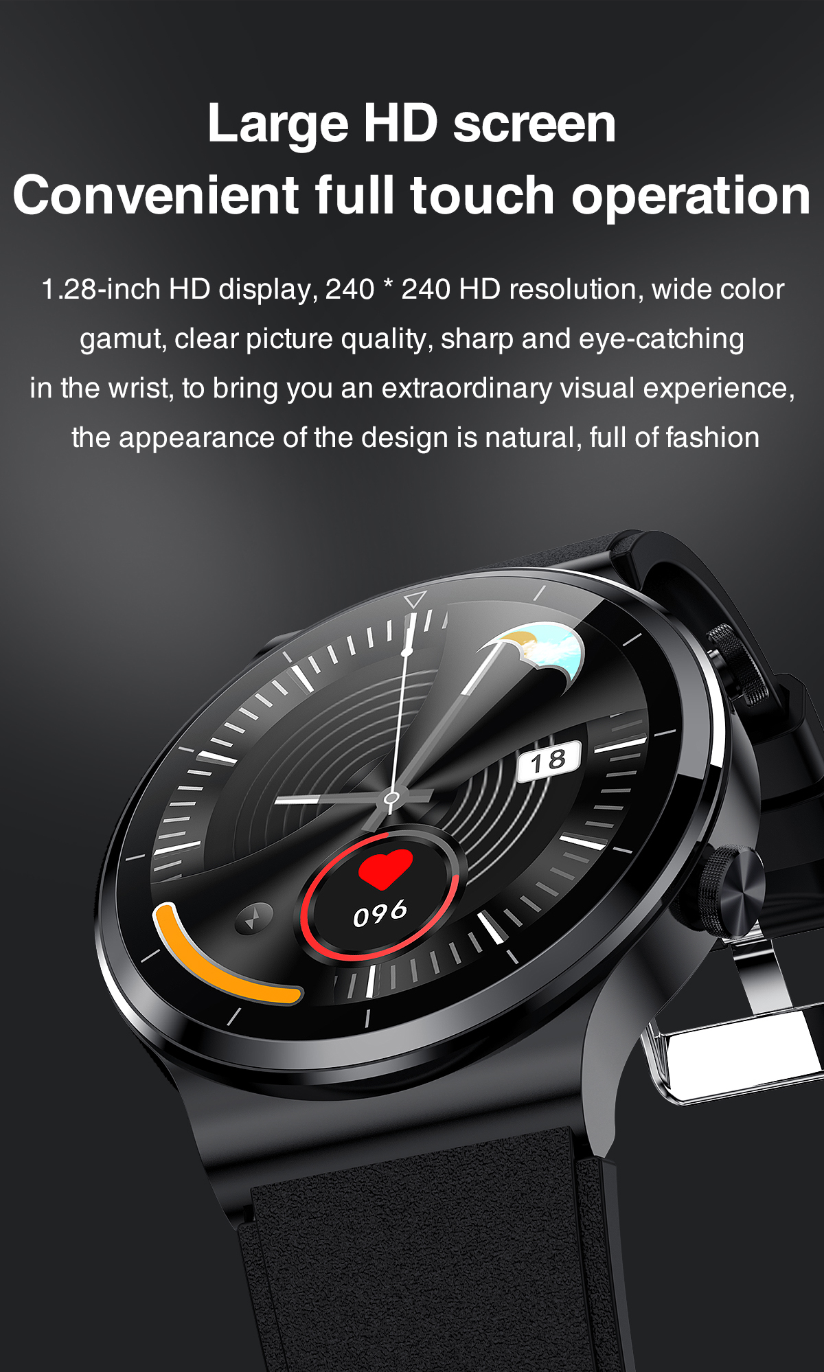 CST816S 1.28inch Full Touch Smartwatch 300mah Battery Smart Health Bracelet
