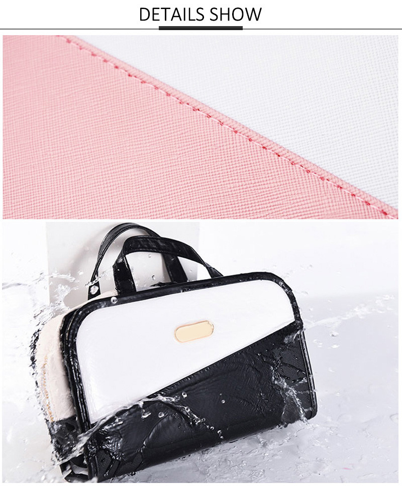Eco Friendly Women Portable Travel PU Leather Toiletry Makeup Bag