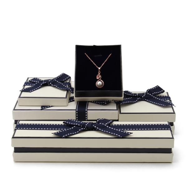 Rectangle Fancy Jewelry Box With Ribbon Bow Customized Size And Logo