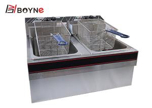 China Hotel Commercial Kitchen Cooking Equipment Snack Food Double Tank Desk Top Fryer 22L factory
