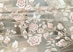 China Exquisite Multi Colored Lace Fabric with Blush Pink And Metallic Yarn Embroidered factory