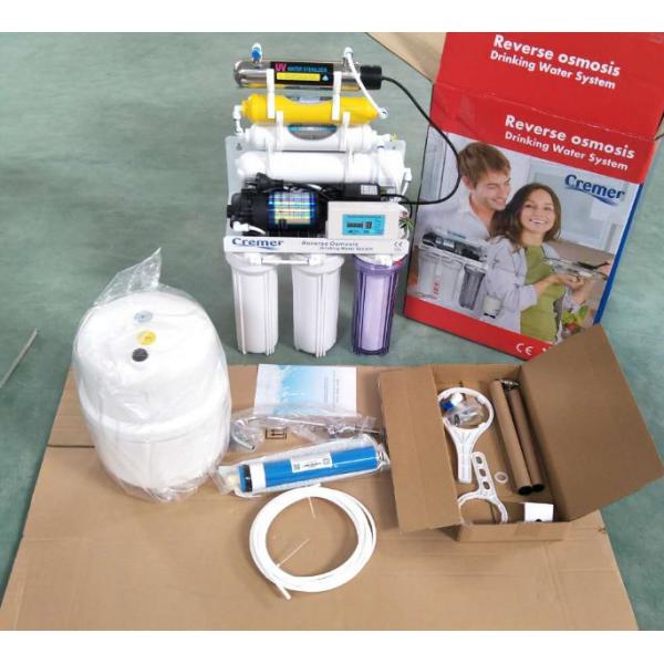Household Reverse Osmosis Water Filtration System 7 Stages With UV Lamp 50GPD