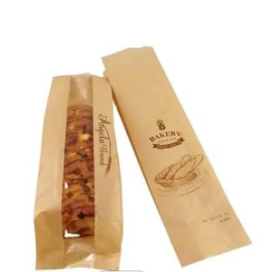 China Kraft Bakery Plastic Bread  Bags With Window Recyclable Customized on sale