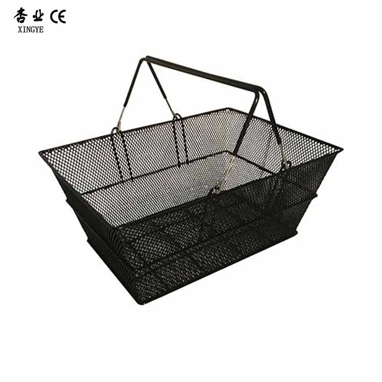 Custom Size Supermarket Accessories Black Wire Shopping Basket