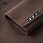 Autumn Winter Men's Wool Overcoat Solid Color Double Collar Peacoat for Cold