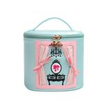 Lady Waterproof Barrel Shaped Cylinder PU Cosmetic Bag
