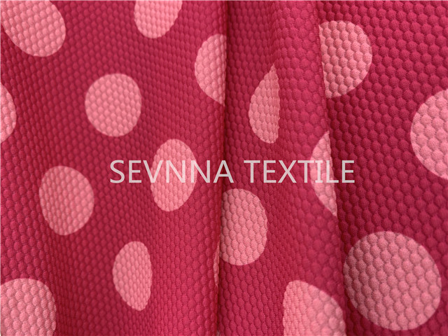 Bubble Texture Repreve Fiber Recycled Swimsuit Fabric Rosy Dot