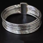 Women Nine Rows 925 Sterling Silver Marcasite Charm Bangle Bracelet(SY50013)