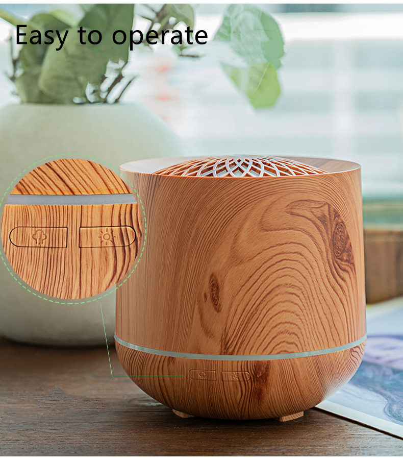 300ml Large Space Remote Control Aromatherapy Essential Oil Wood Grain Diffuser