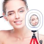 Selfie Oval Beauty Fill Light 5W USB Stepless Dimmable Lamp With Mirror Live