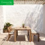 Modern Style Outdoor Furniture Wood Dining Chair Set with Waterproof Upholstery