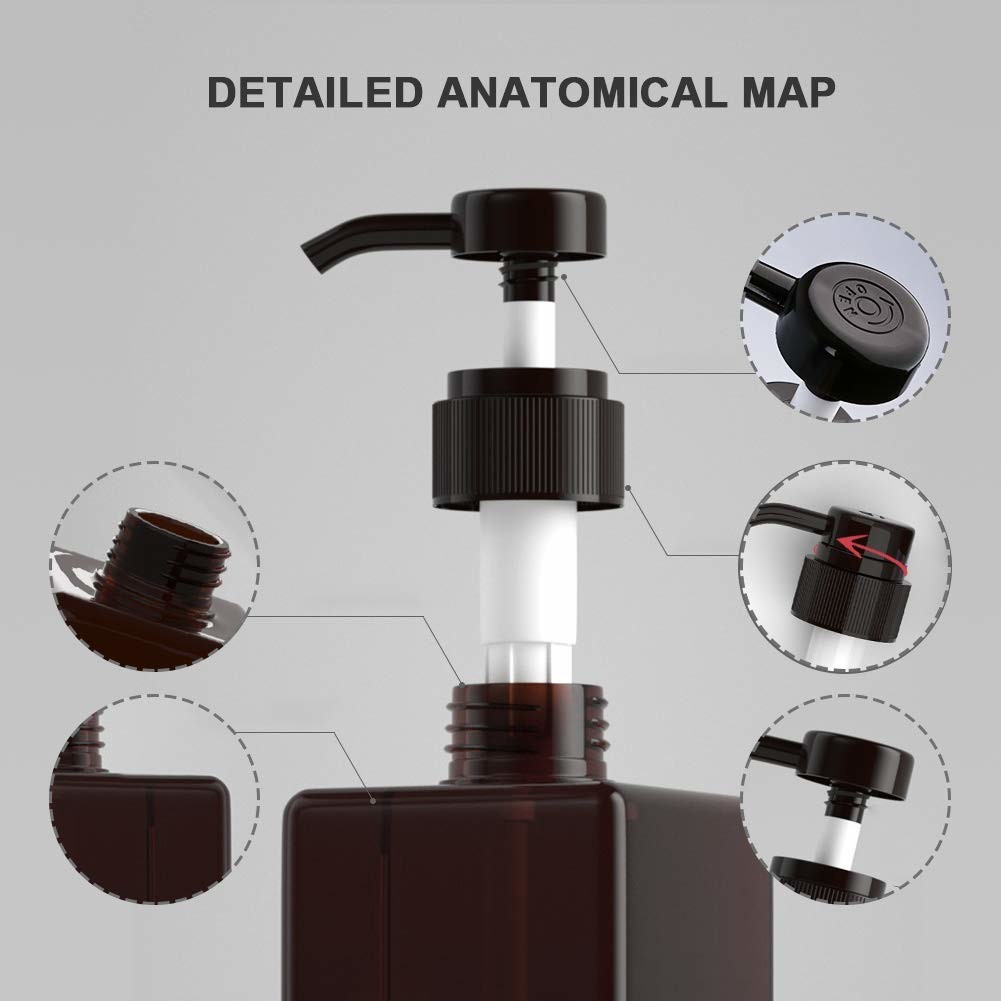 Square Brown Cosmetic PETG Bottle 450ml Large Capacity Reusable