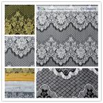Decorative Eyelash Nylon Lace Fabric Scalloped Yellow Polyamide for Night Dress