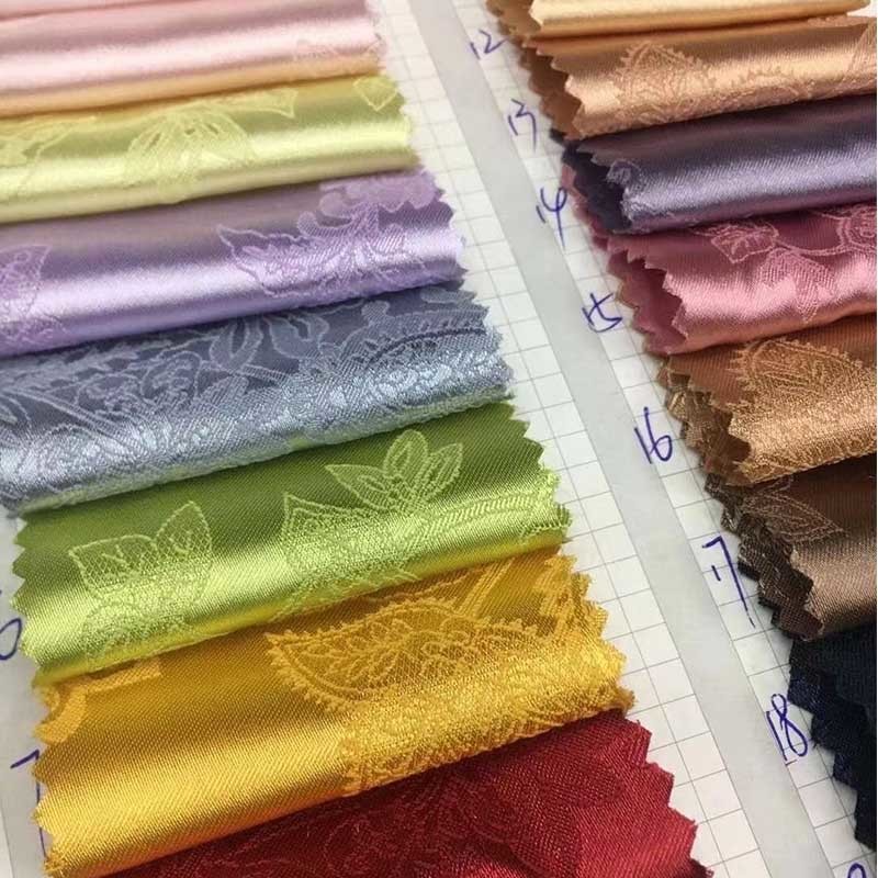 150cm Width 180gsm Polyester Jacquard Satin Fabric Textured Floral Printed