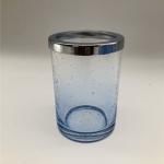 Bathroom Cleaning Glass Bath Accessories Set Ombre Blue Bubble Effect