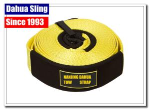 China Black 8000kg Jeep Recovery Tow Straps With Eye Hook Zinc Plated Low Elongation factory