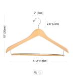 SGS Wooden Suit Hangers With Locking Bar , 1.25cm Wide Shoulder Wooden Coat