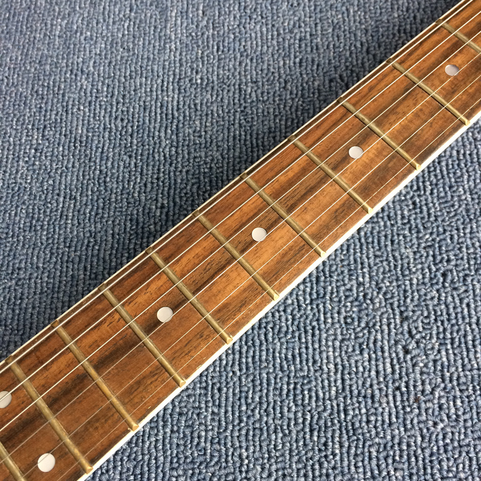 Hollow body jazz electric guitar, Double F holes white electric guitar