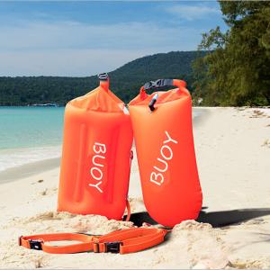 China Lightweight Orange 28L Inflatable Swimming Buoy Open Water Tow Float factory