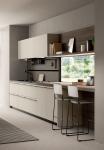 Modern Textured EB Board Kitchen Cabinet Customized With Dinning Table