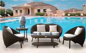 China YLX-RN-035 Black PE Rattan Single and Double Seater with Table for Outdoor used factory