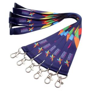 China Dye Sumblimation Flat Polyester Retractable Lanyard Card Holder Full Colors factory