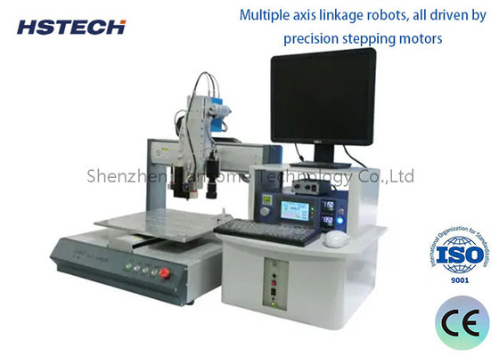 China Automatic Dual Workbenches Single Head Desktop Soldering Robot With Automatic Cleaning Function factory