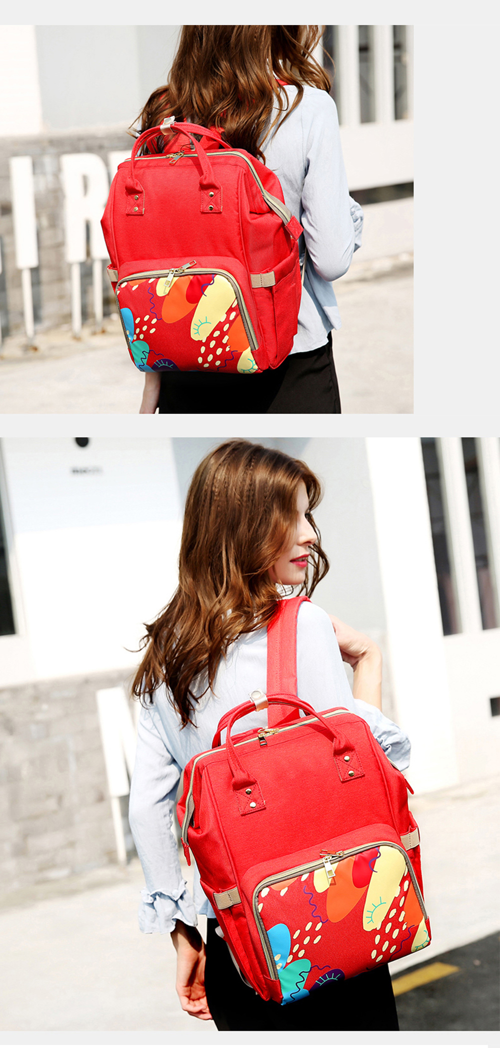 Water Resistant Red 17L Changing Bag Backpack Large Capacity 0.55kg