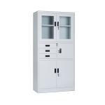 Two Glass Door Filing Cabinet With Drawers Gray Color Office Filing Cabinet