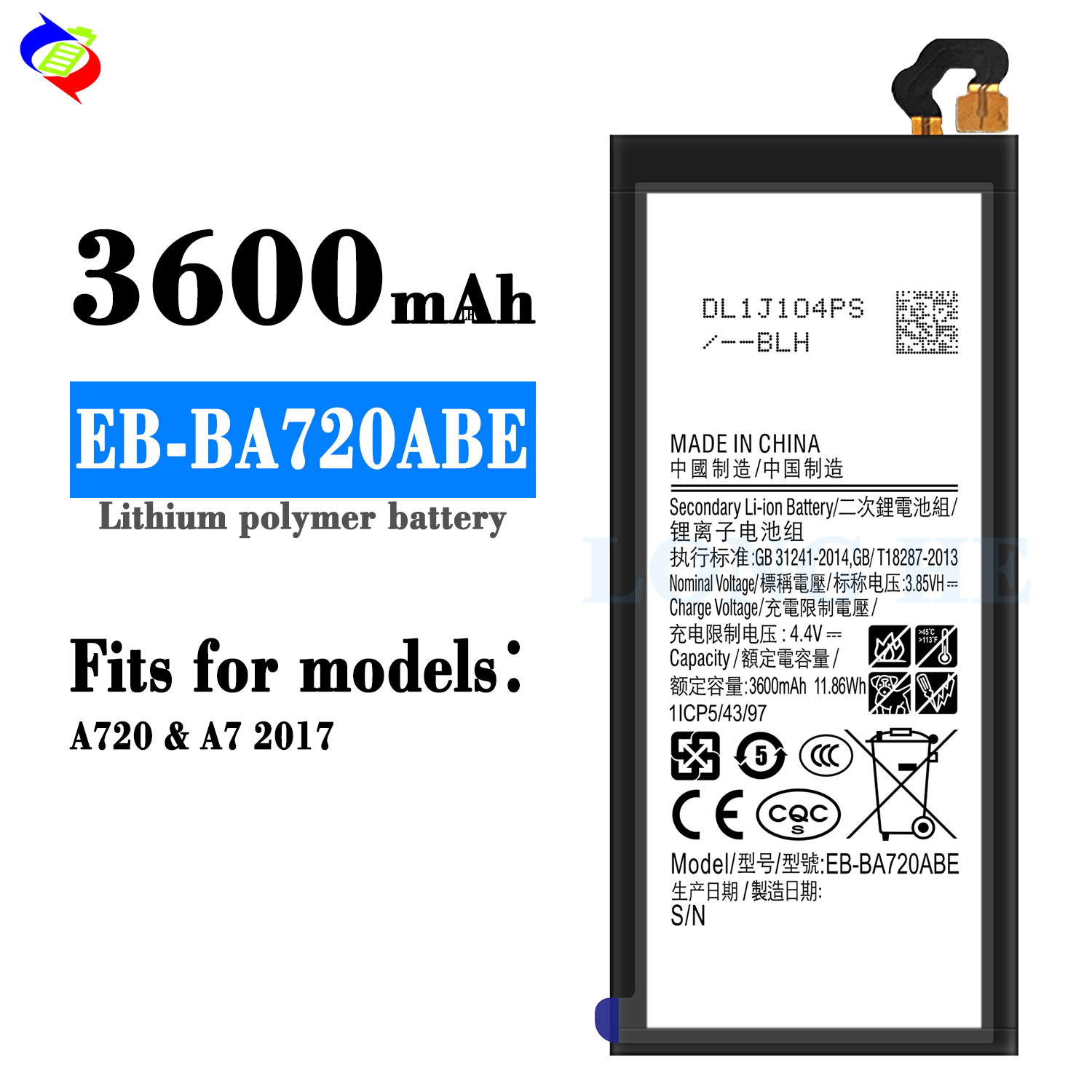3600mAh 3.85V Rechargeable Batteries for Samsung Galaxy A7 2017 A720 A720F Mobile Phone