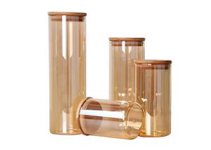 China 500ml 1000ml Empty Glass Jars High Borosilicate Storage With Airtight Bamboo Lid factory