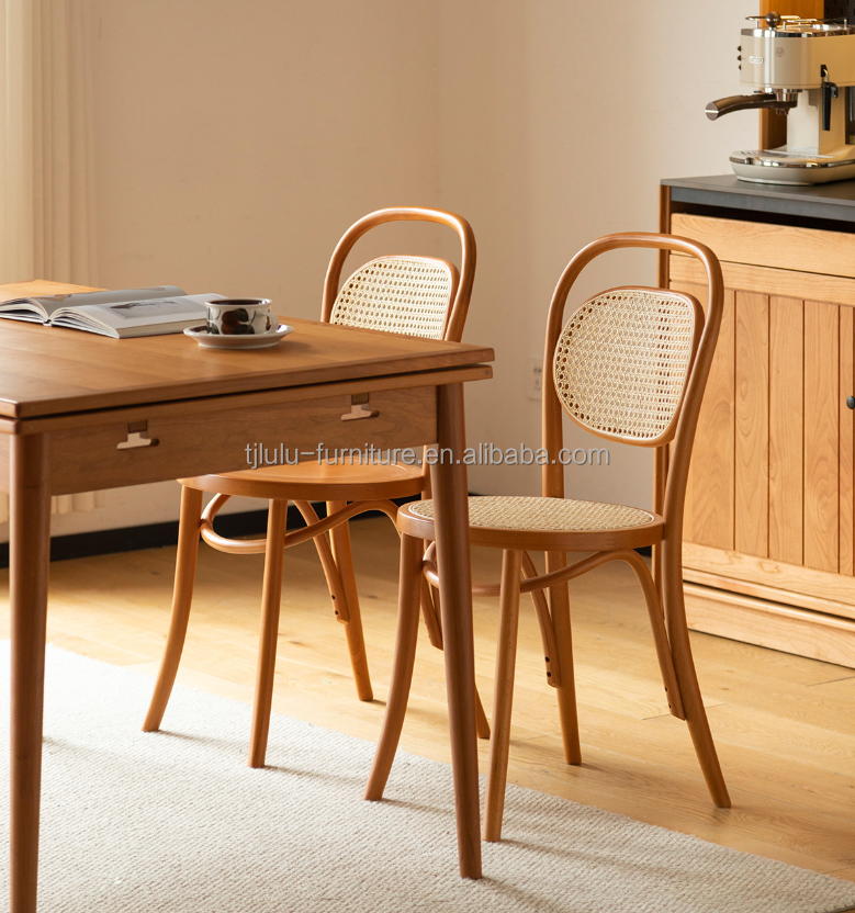 Dining Chair Natural Woven Rattan and Solid Wood from with OEM Service Accepted